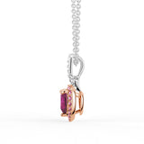 "You Are So Loved" Heart Pink Sapphire Necklace With Pavé Ribbon