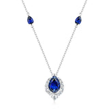 "ENDLESS BLUE" 5.41 Ctw. Pear Shaped Sapphire Necklace