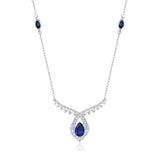 "ENDLESS BLUE" Luxe Marquise Pear Shaped Sapphire Necklace