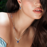 "ENDLESS BLUE" 7.26 Ctw. Pear Shaped Sapphire Earrings