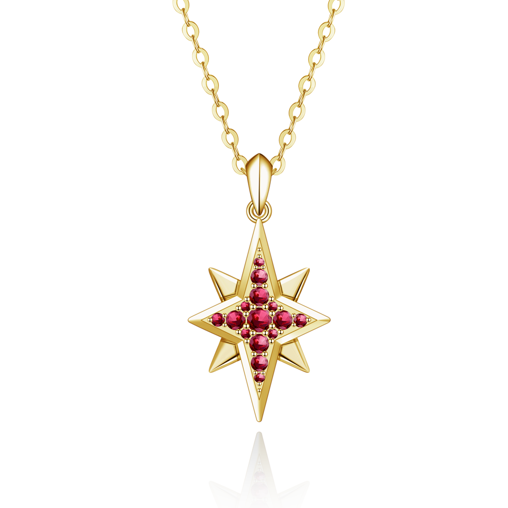 Engravable North Star Gemstone Necklace Pendant