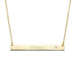 Engravable Bar Necklace with Moissanite - MSBLUE Jewelry