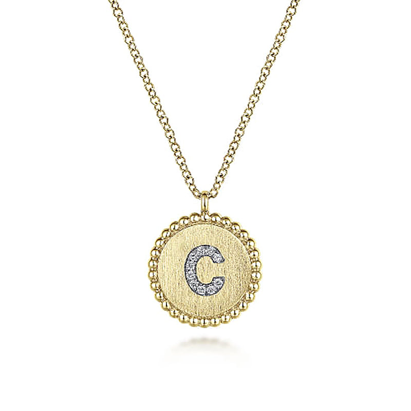 Initial C Medallion Necklace
