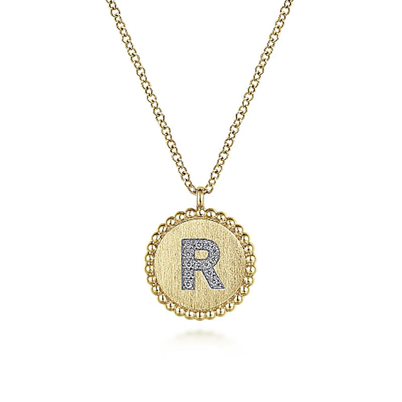 Initial R Medallion Necklace
