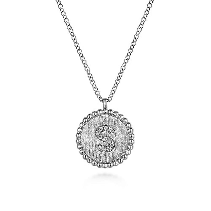 Initial S Medallion Necklace