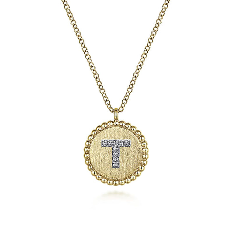 Initial T Medallion Necklace