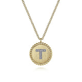 Initial T Medallion Necklace