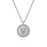 Initial V Medallion Necklace