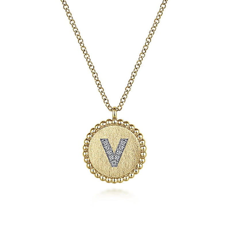 Initial V Medallion Necklace