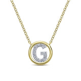 Round Pavé Initial G Pendant Necklace