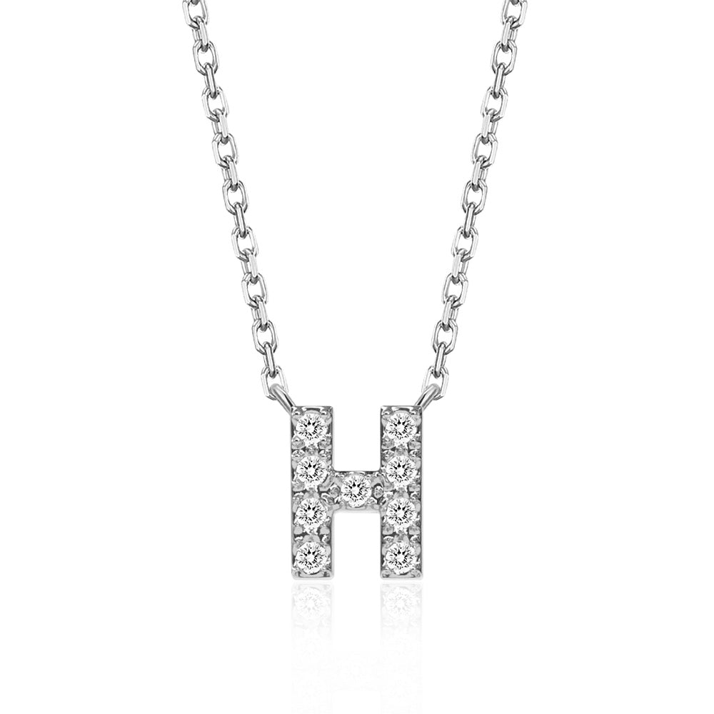 Classic Pavé Initial H Pendant Necklace