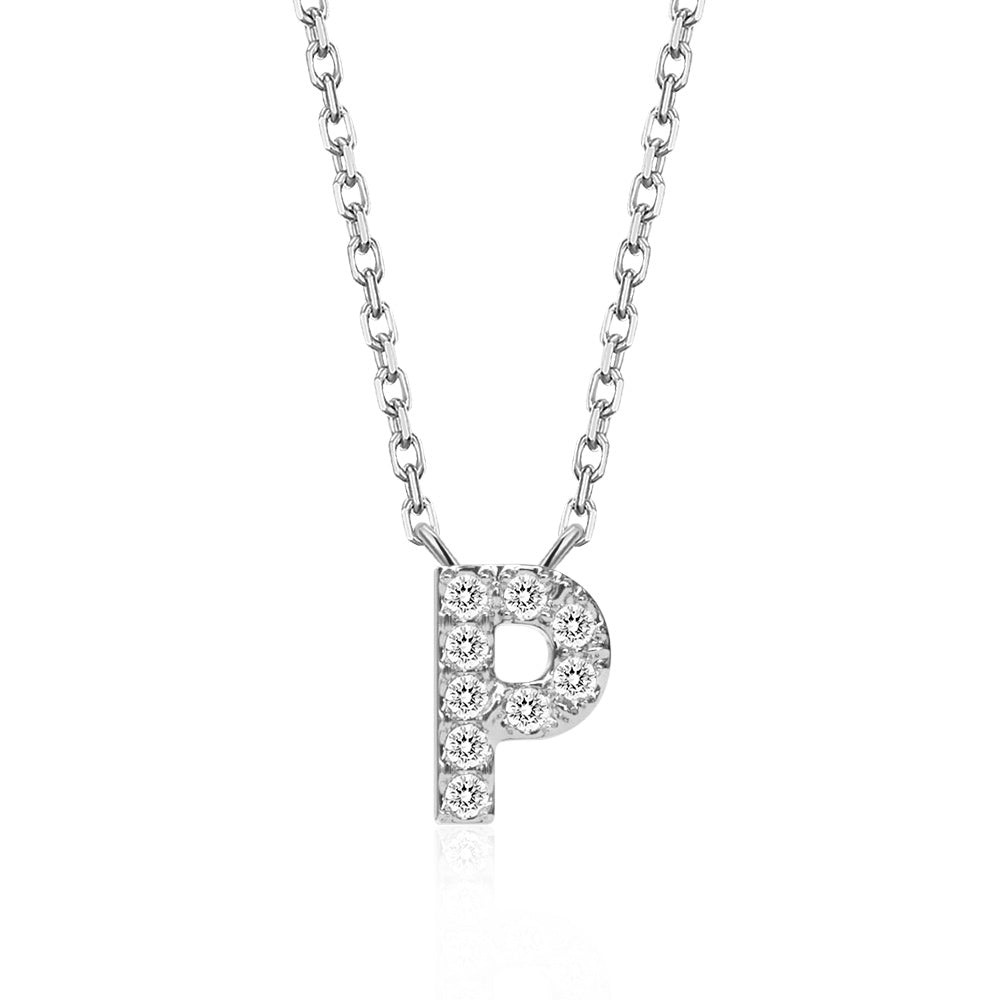 Classic Pavé Initial P Pendant Necklace