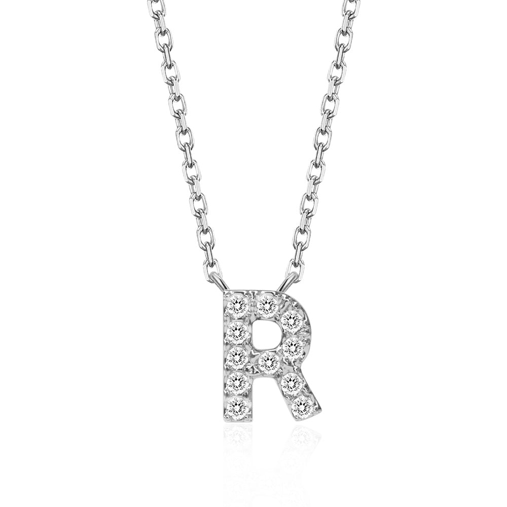 Classic Pavé Initial R Pendant Necklace
