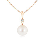 8mm Classic Freshwater Cultured Pearl Drop Pendant with Moissanite - MSBLUE Jewelry