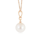 8mm Classic Freshwater Cultured Pearl Drop Pendant with Moissanite - MSBLUE Jewelry