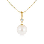 8mm Classic Freshwater Cultured Pearl Drop Pendant with Moissanite - MSBLUE Jewelry