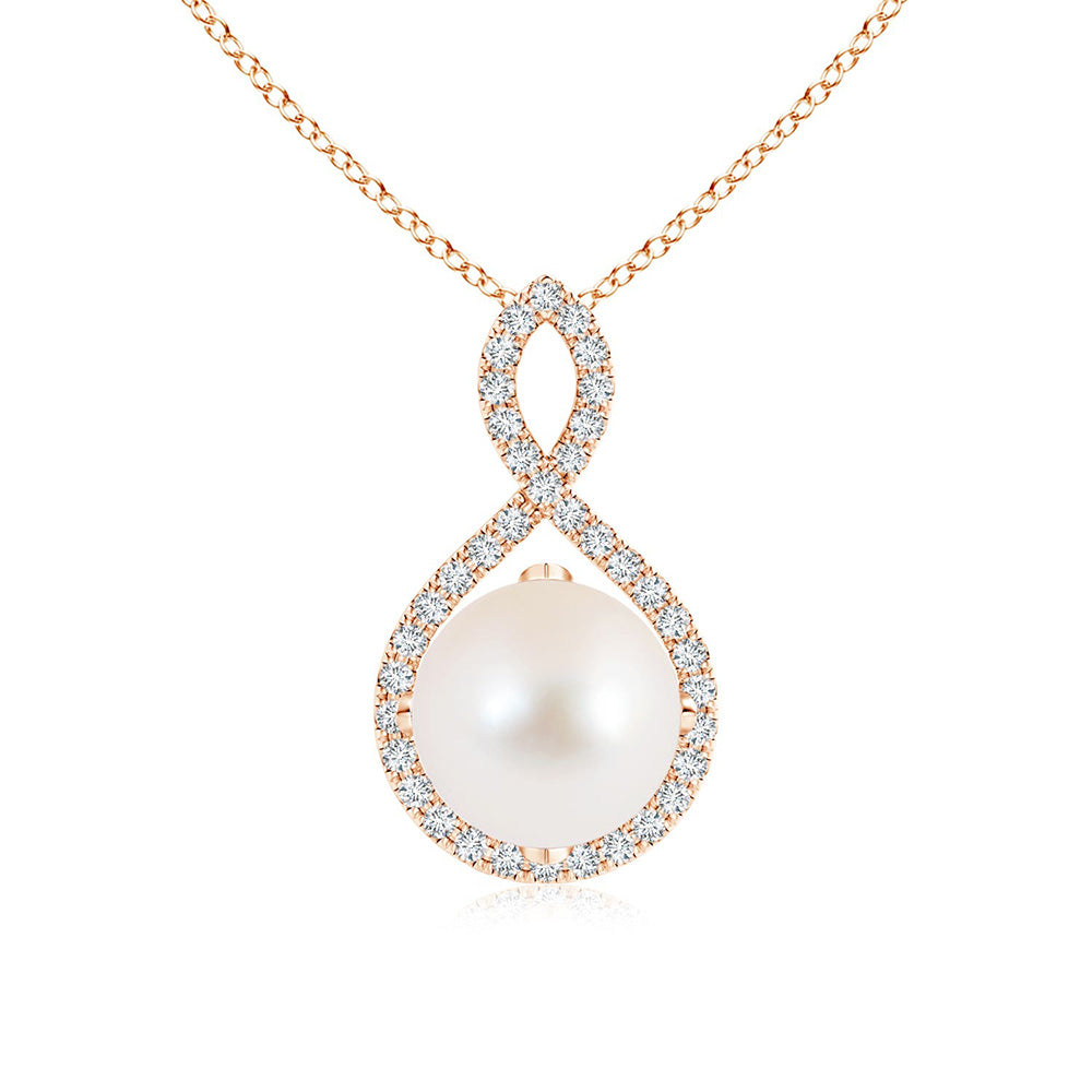 8mm Twist Freshwater Cultured Pearl and Moissanite Pavé Pendant