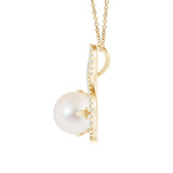 8mm Twist Freshwater Cultured Pearl and Moissanite Pavé Pendant