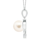 8mm Freshwater Cultured Pearl and Moissanite Swirl Pendant