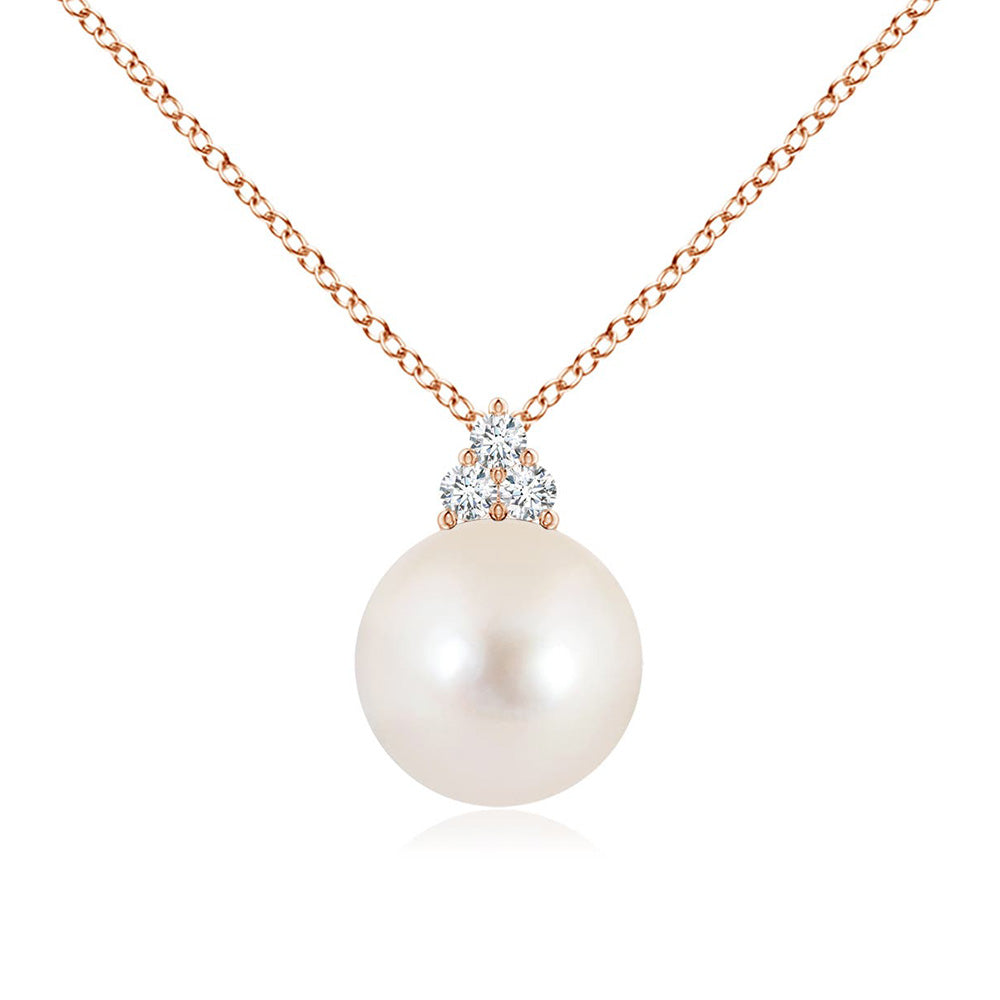 8mm Freshwater Cultured Pearl Pendant with Trio Moissanite