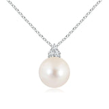 8mm Freshwater Cultured Pearl Pendant with Trio Moissanite