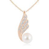8mm Freshwater Cultured Pearl Angel Wing Inspired Pendant