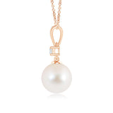 8mm Freshwater Cultured Pearl Drop Pendant with Moissanite
