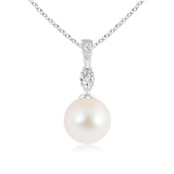 8mm Freshwater Cultured Pearl Drop Pendant with Moissanite