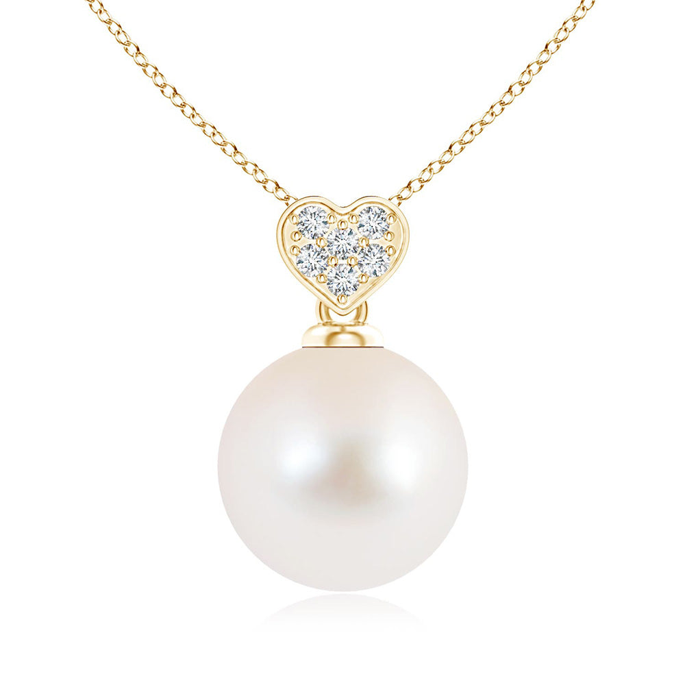 8mm Freshwater Cultured Pearl Pendant with Heart-Shaped Bale