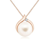 8mm Freshwater Cultured Pearl Solitaire Pendant with Moissanite