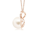 8mm Freshwater Cultured Pearl Solitaire Pendant with Moissanite