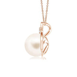 8mm Freshwater Cultured Pearl Solitaire Pendant with Moissanite - MSBLUE Jewelry