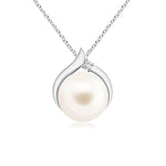 8mm Freshwater Cultured Pearl Solitaire Pendant with Moissanite - MSBLUE Jewelry