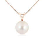 8mm Freshwater Cultured Pearl Solitaire V-Bale Pendant - MSBLUE Jewelry