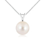 8mm Freshwater Cultured Pearl Solitaire V-Bale Pendant - MSBLUE Jewelry