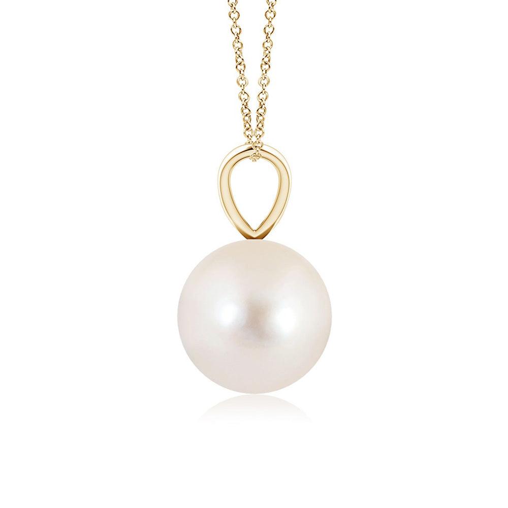 8mm Freshwater Cultured Pearl Solitaire V-Bale Pendant - MSBLUE Jewelry