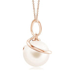 8mm Freshwater Cultured Pearl Spiral Pendant with Moissanite Accent - MSBLUE Jewelry