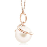 8mm Freshwater Cultured Pearl Spiral Pendant with Moissanite Accent