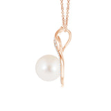 8mm Freshwater Cultured Pearl Swirl Pendant with Pavé Moissanite