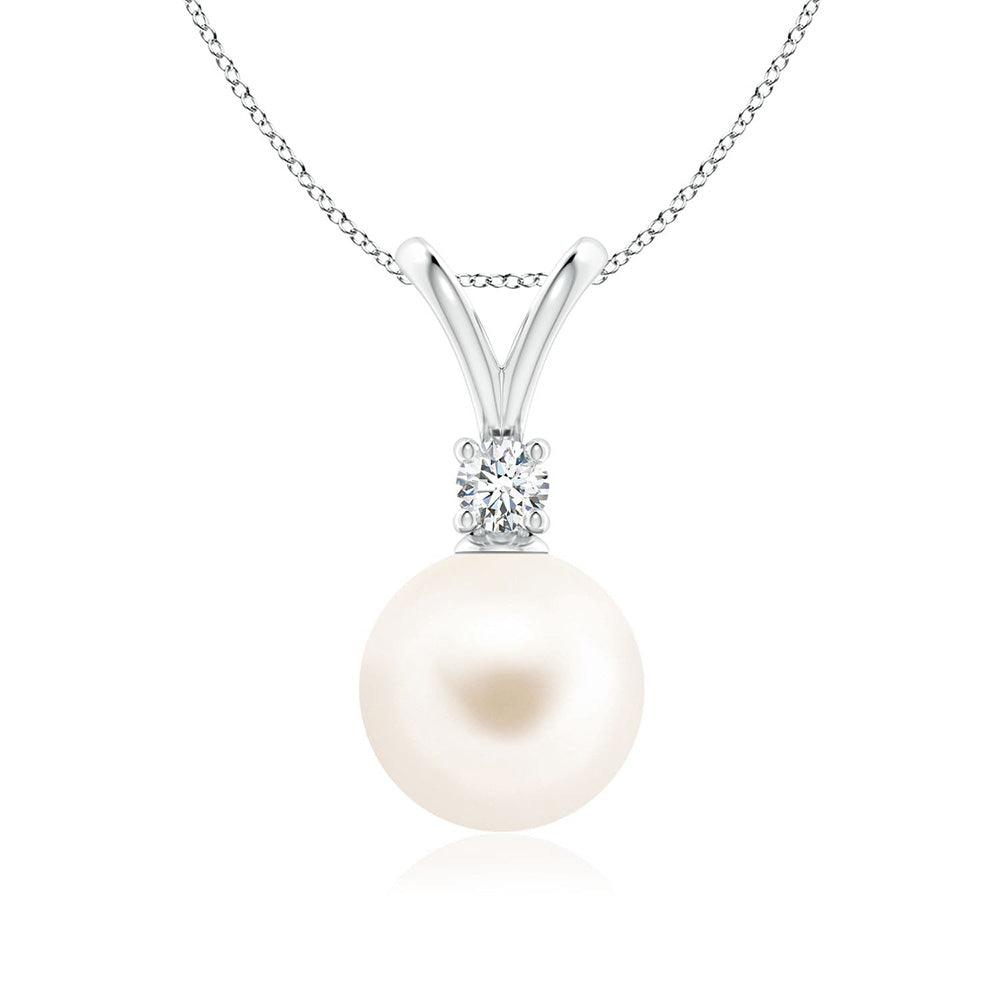 8mm Freshwater Cultured Pearl V-Bale Pendant - MSBLUE Jewelry