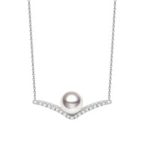 8mm Freshwater Cultured Pearl Chevron Necklace - MSBLUE Jewelry