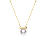 8mm Freshwater Cultured Pearl Balance Beam Necklace - MSBLUE Jewelry