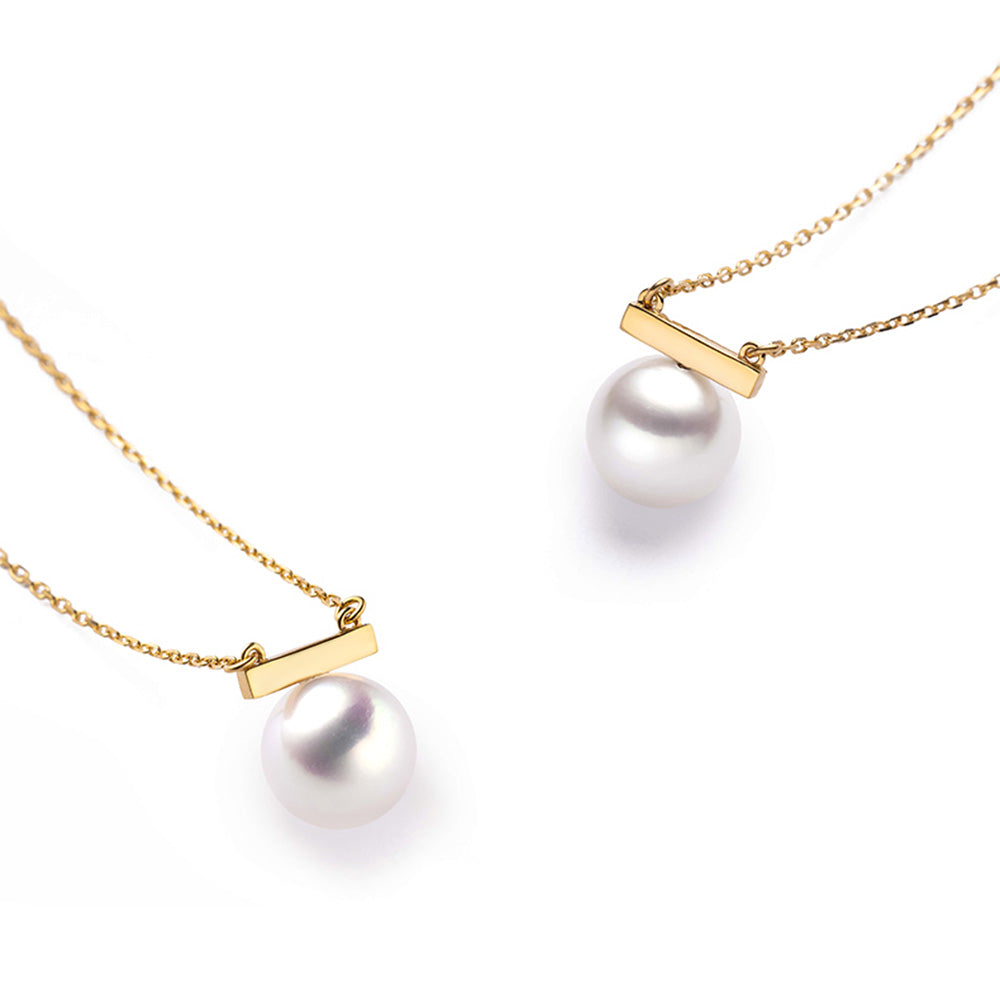8mm Freshwater Cultured Pearl Balance Beam Necklace