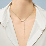 6mm Freshwater Cultured Pearl Balance Beam Necklace with Moissanite Pavé