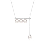 6mm Freshwater Cultured Pearl Balance Beam Necklace with Moissanite Pavé - MSBLUE Jewelry