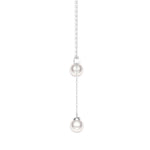 6mm Freshwater Cultured Pearl Balance Beam Necklace with Moissanite Pavé - MSBLUE Jewelry