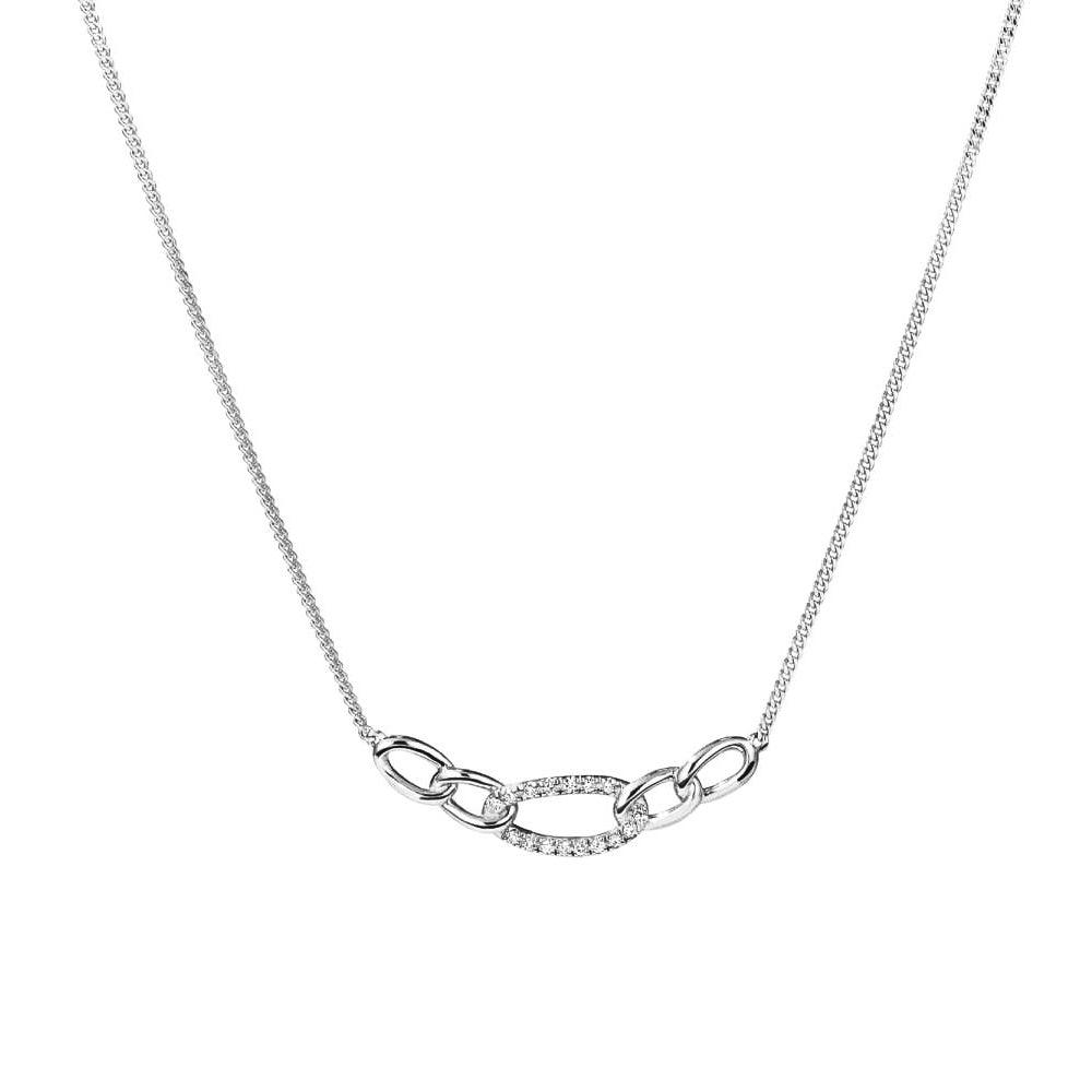 Pavé Interlocking Link Curve Necklace - MSBLUE Jewelry