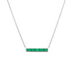 Lab Grown Baguette Emerald Bar Necklace - MSBLUE Jewelry