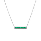 Lab Grown Baguette Emerald Bar Necklace - MSBLUE Jewelry