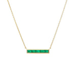 Lab Grown Baguette Emerald Bar Necklace - MSBLUE Jewelry